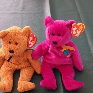 Ty Beanie Babies Plush Toy Set - Pink and Orange Bears